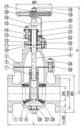 F7366 Cast Steel Gate Valve - JIS 10K (Sizes DN50-400) Stainless Steel Trim
